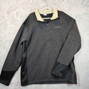 Columbia Mens XL 1/4 Zip Charcoal Gray Pullover Sherpa Collar Omni-Shield Logo
